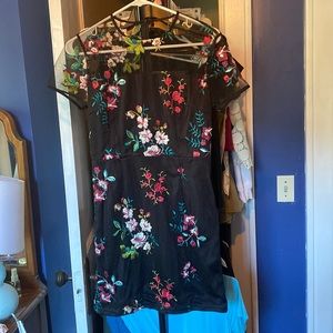 Floerns Floral Embroidered Short Sleeved Mini Dress